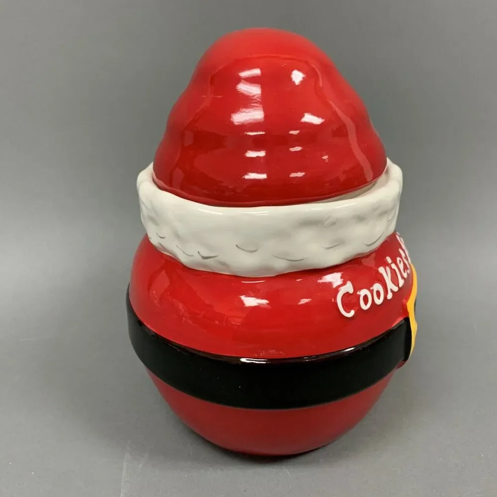 Real Home Earthenware‎ Red Santa Cookie Jar Christmas Holiday